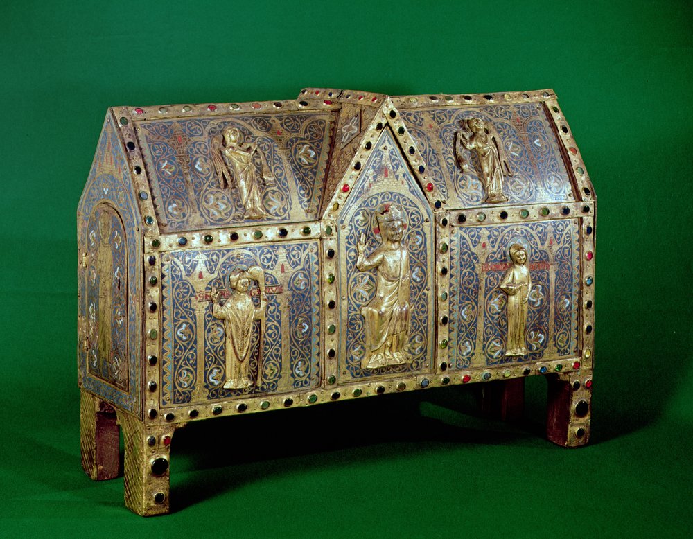 1700年代 アンティーク 聖骨箱 骨董品 Reliquary お守り 珍品 聖カルミニウスの聖遺物箱、リモージュ（銅＆シャンプルエナメル）
