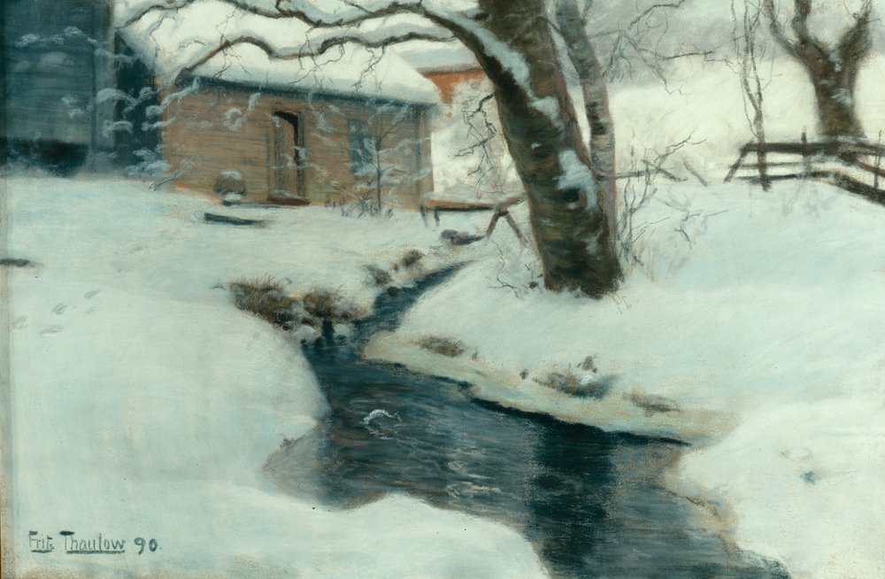 早春　（大） 雪景色　残り1つ　美品 Fritz_Thaulow_-_Spring_thaw_-_