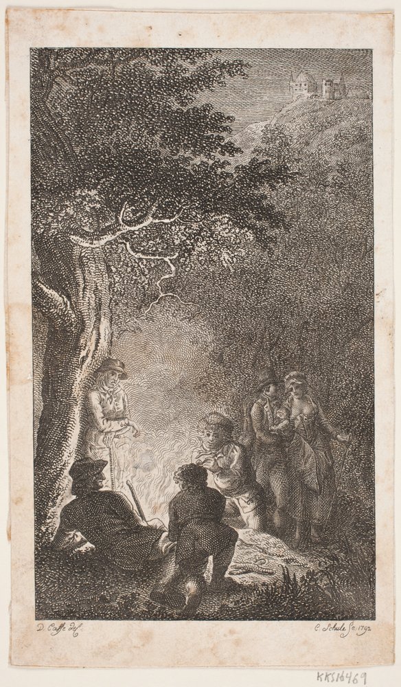 火の周りの人物のイラスト 作： ジョージクリスチャンスクール