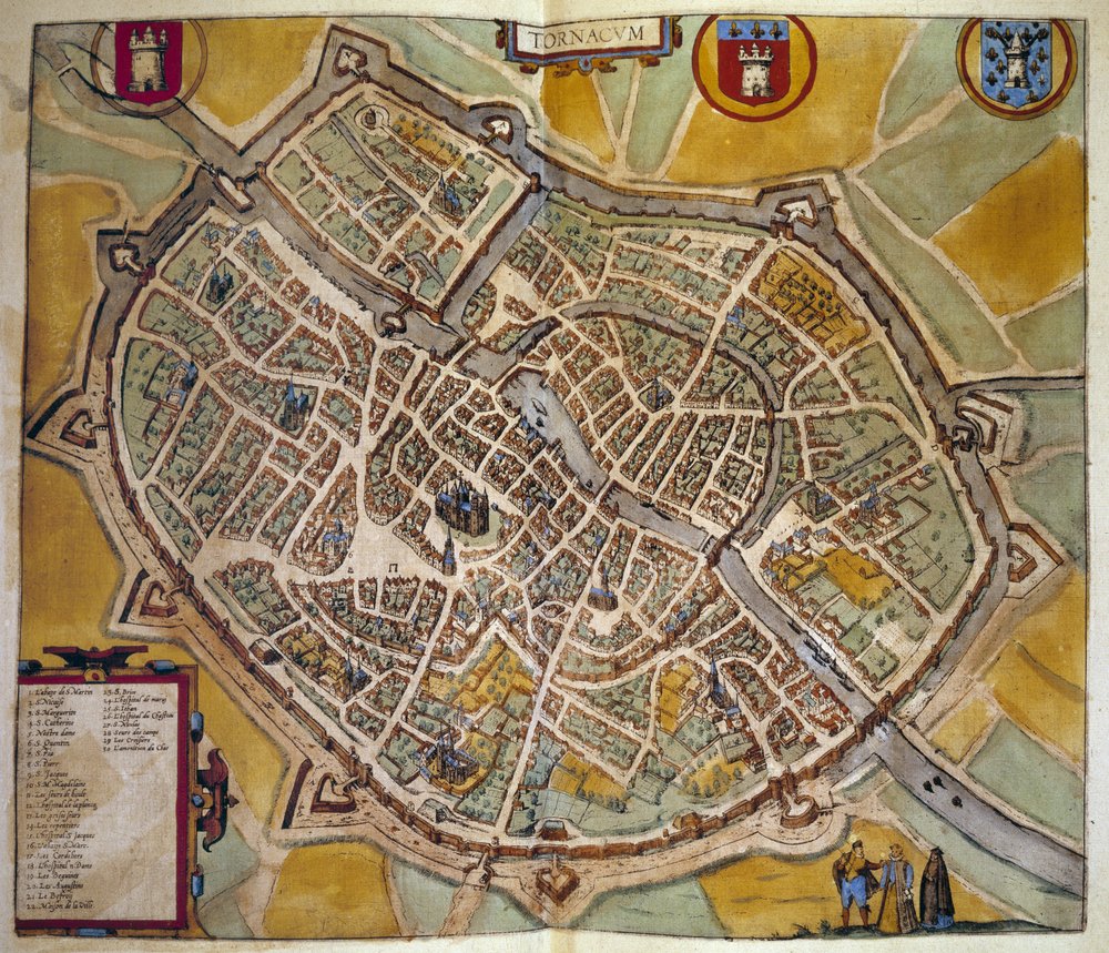 フランスのトゥール市の地図。1572年の「ブラウンとホーゲンベルグ」の