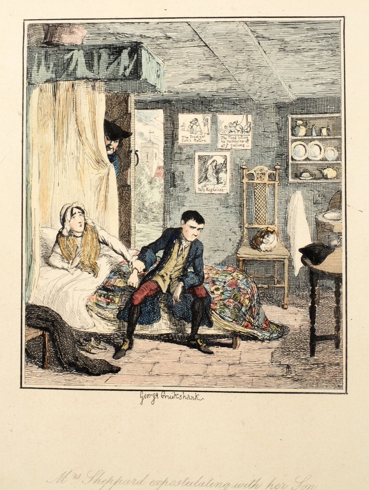 アンティーク絵画 1920年 イギリス シェパード George_Cruikshank_-