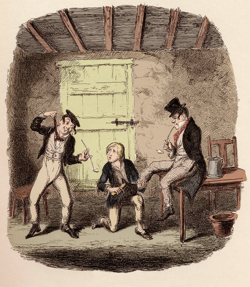 チャーリー・ベイツが首吊りの危険性を説明している間に、オリバーは