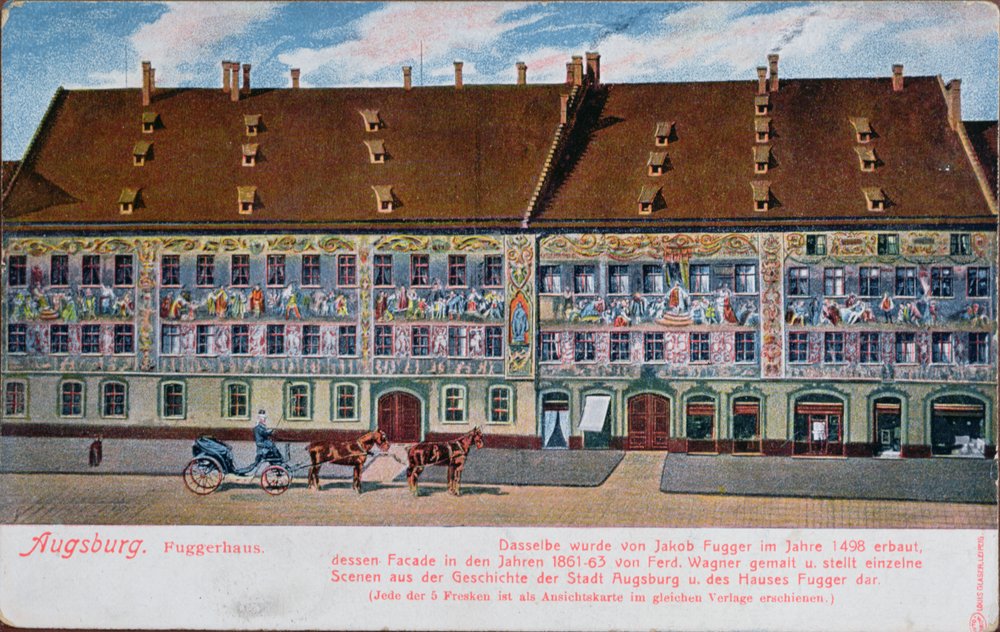 アウグスブルクのフッガーハウスを描いたポストカード 作： ドイツ語学校