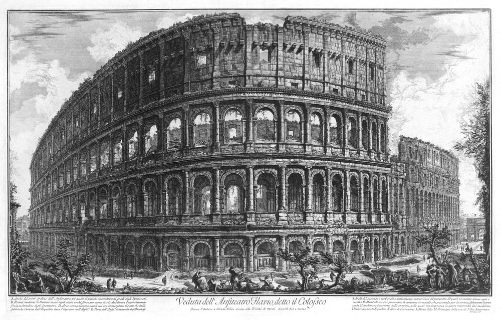 ローマのコロッセオ 額装済み1823年ピラネージ画廊 ピラネージによるローマのコロッセオの眺め
