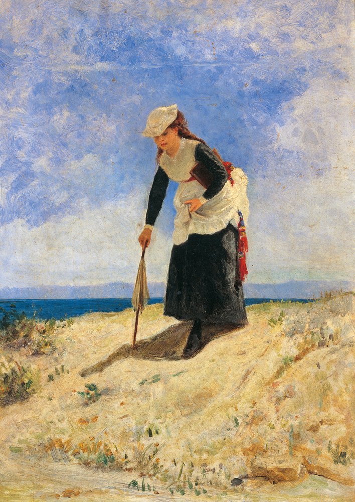 砂の女」1875年頃、ジュゼッペ・デ・ニッティス（1846-1884）作、油彩