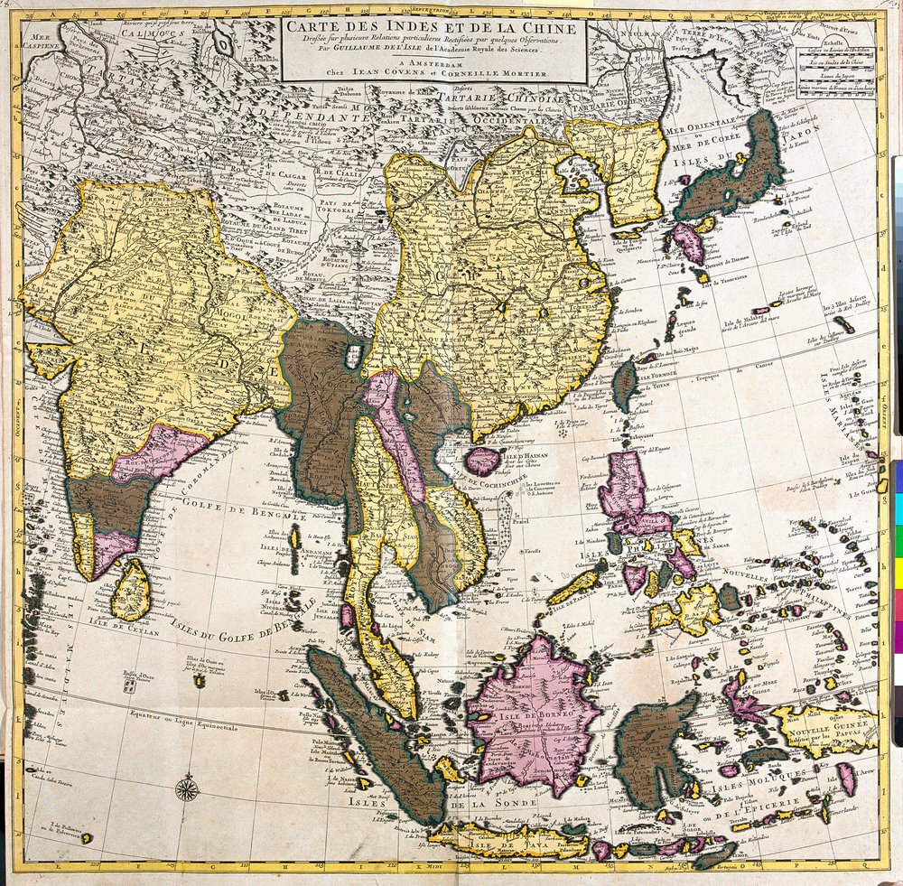 アジアの地図（銅版画 | ギヨームデリ
