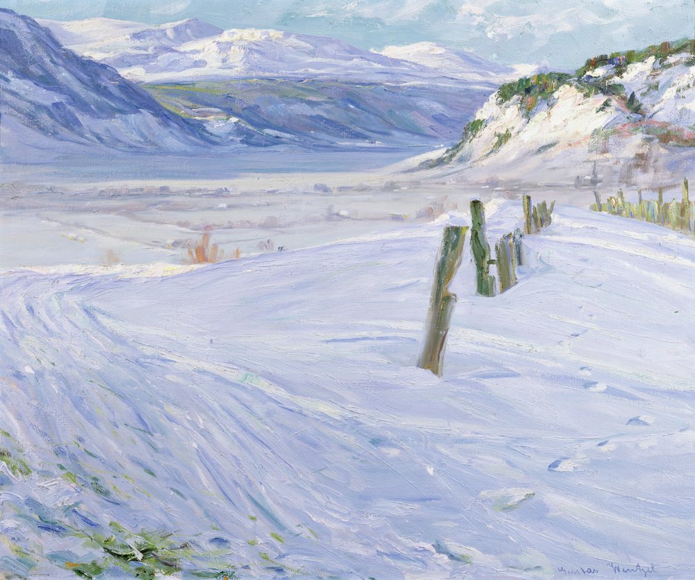 冬の風景オリジナルアート雪の油絵壁アート冬の森の夜明け
