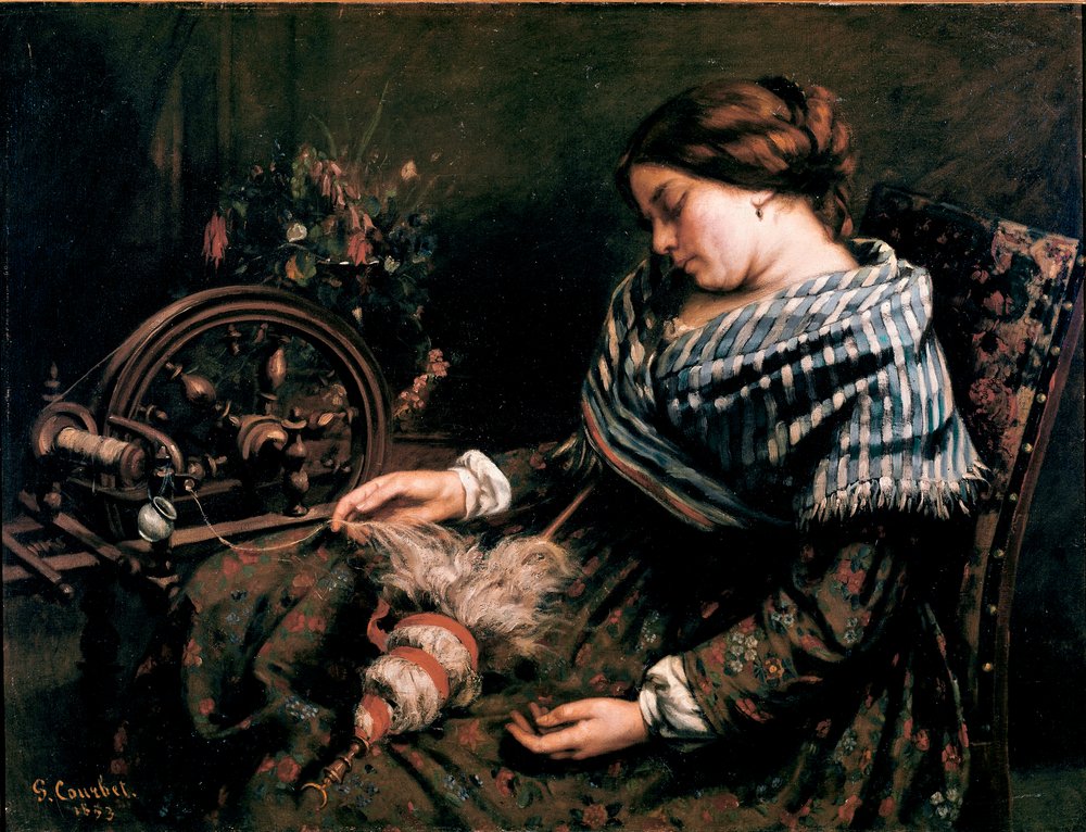 眠っている紡ぎ手 ギュスターヴ・クールベ（1819-1877）の絵画