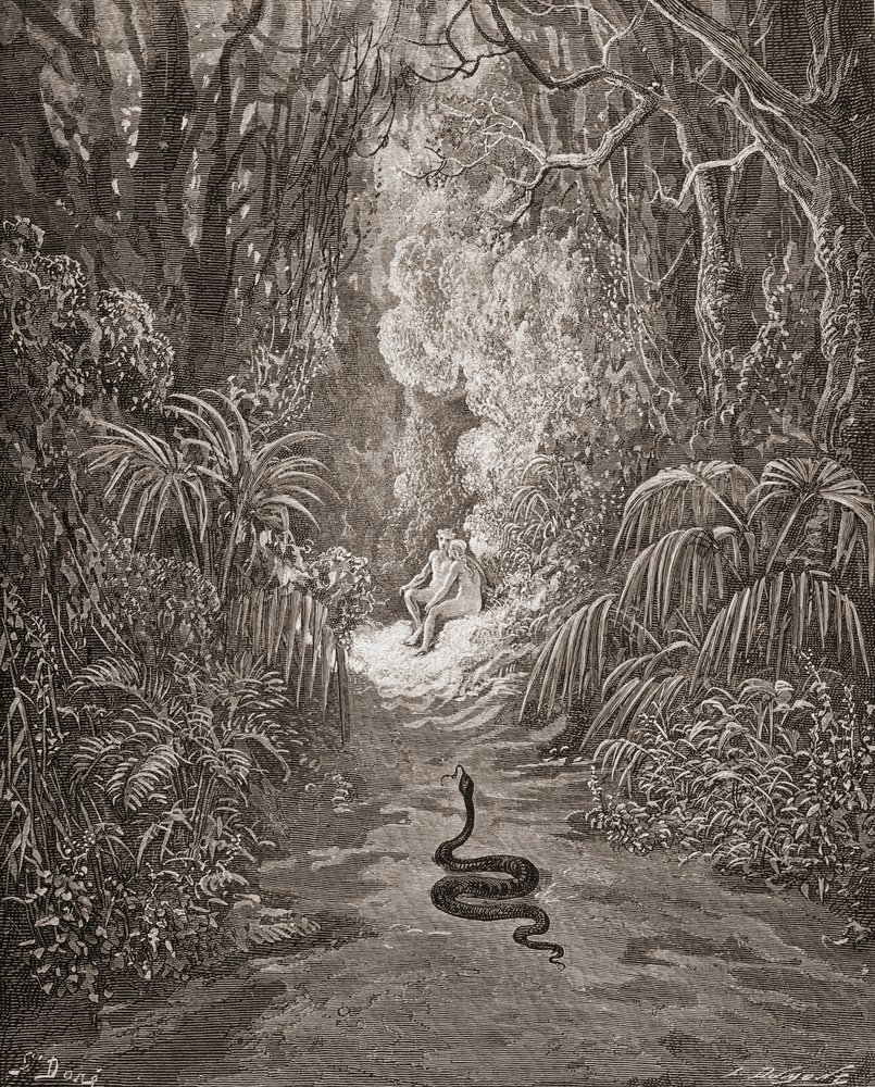 アンティークオリジナル木口木版　グスタフ・ドレ　挿画　ジョン・ミルトン　失楽園 Gustave_Dore_-