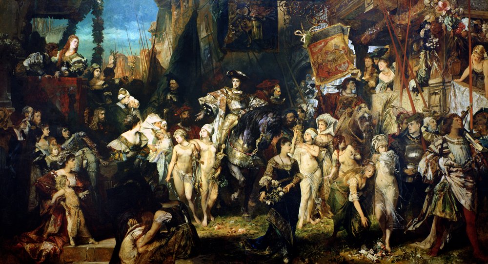 1520年のアントウェルペンへの皇帝カール5世（1500-58年）の入城、1878年 作： ハンス・マカート