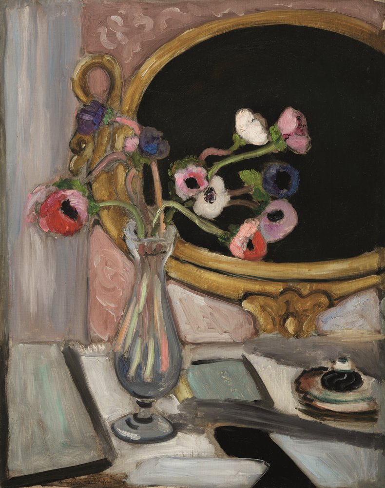 アネモネ花の油彩画 アンリ.ダンディ　サイン入り Henri_Matisse_-