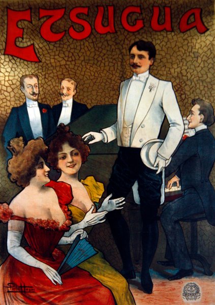1890年頃、フランスのシャンソン歌手「エツグァー」の宣伝ポスター（カラーリトグラフ） 作： アンリ・パオロ