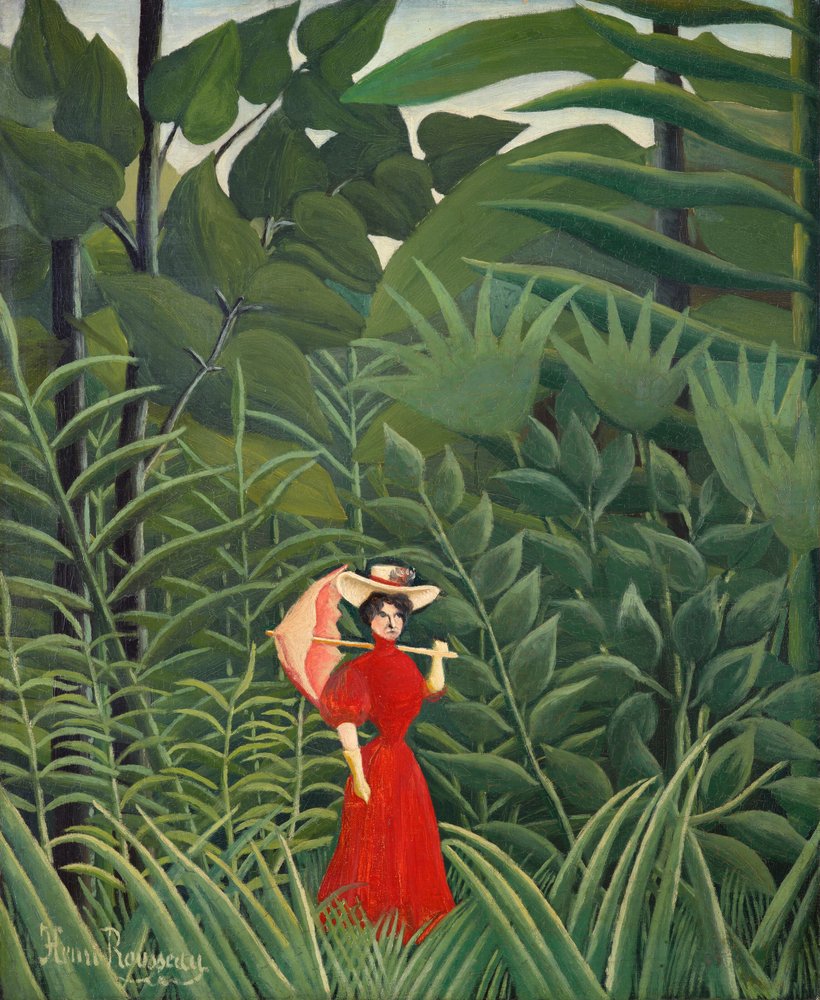 森の中の赤い服の女 | アンリ・ルソー
