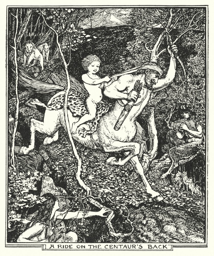 ケンタウロスの背中に乗る