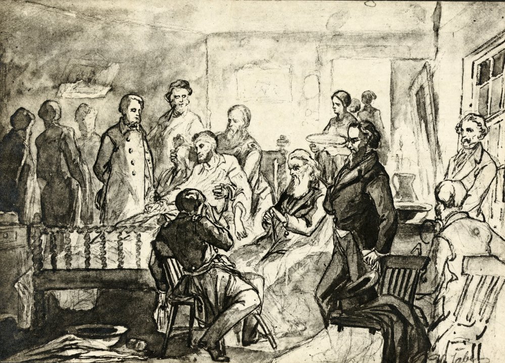 死のベッドにいるエイブラハムリンカーン、1865年頃