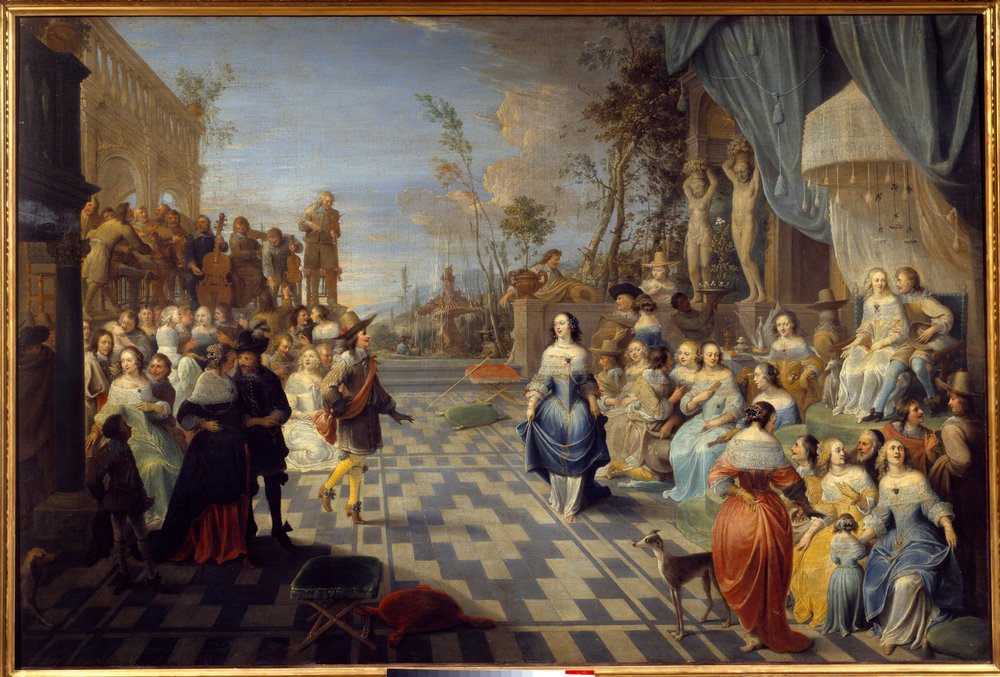 ✿✿SEPHY✿✿☆管368☆イタリア製☆アンティーク☆貴族の舞踏会☆特大 宮殿のテラスでの舞踏会、かつてはオーストリアのドン・ファンの宮廷で