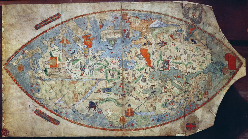 トスカネッリがデザインしたジェノバの世界地図 (ベラム)