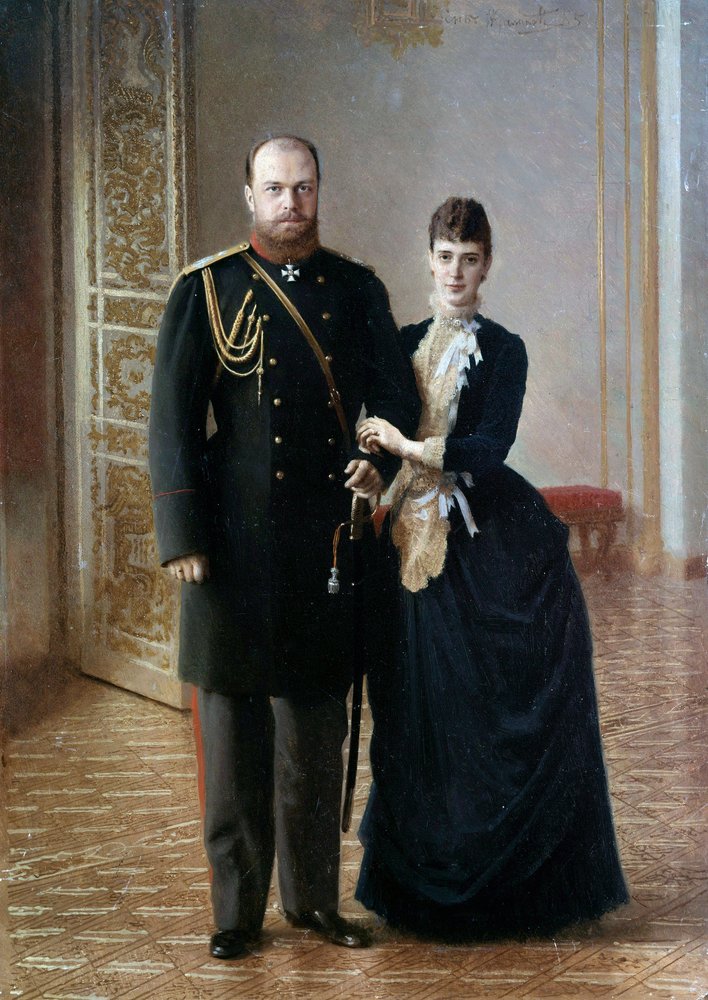 ロシア皇帝アレクサンドル3世（1845-1895）とその妻マリア