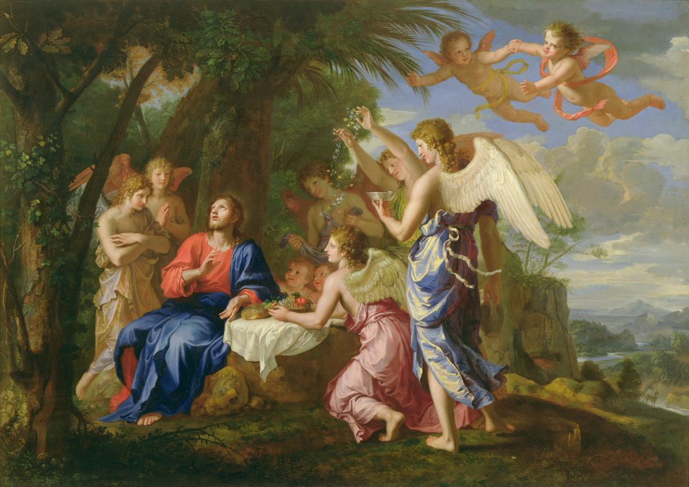 天使たちに仕えられるキリスト、1650年頃 作： ジャック・ステラ