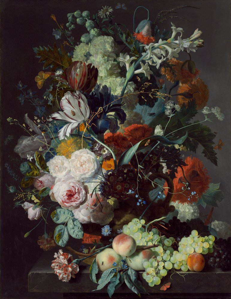 アンティーク日本画 花・植物・果実の絵 4点セット Jan_van_Huysum_-