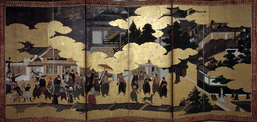 ポルトガル図屏風：16世紀にポルトガル人イエズス会の宣教師が日本に