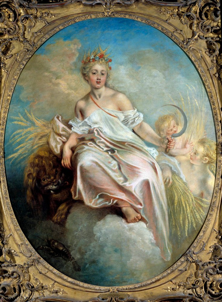 夏のアレゴリー 鎌を手にした若い女性を描くジャン・アントワーヌ