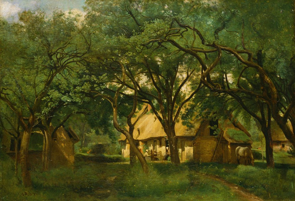 カミーユ・コロー、オンフルールのトゥータン農場、希少な額装用画集より Jean_Baptiste_Camille_Corot_-