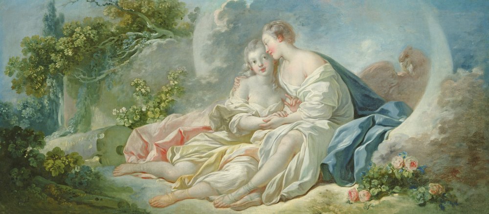 ディアナに変装したユピテルがカリストを誘惑しようとする、1753年頃 作： ジャン・ホノレ・フラゴナール