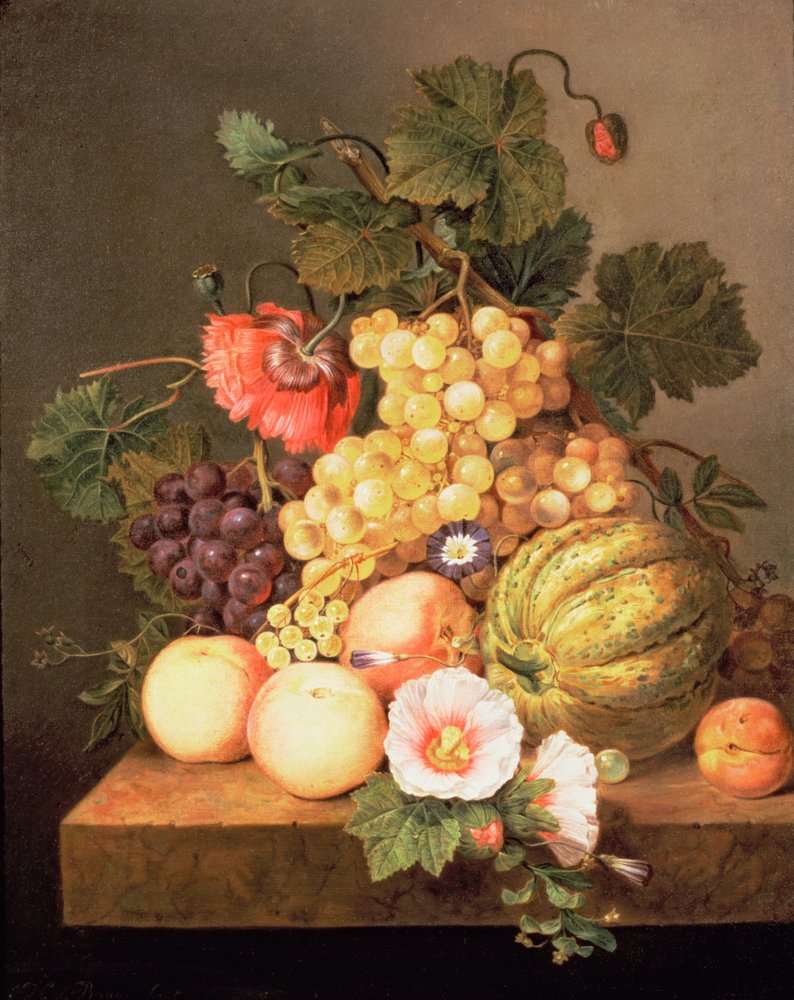 果物の静物画 金色フレーム付き肉筆です作者不明 Johannes_Cornelis_Bruyn_-