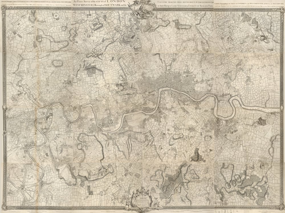 18世紀のロンドンの地図。 1741 年に開始され、1745 年に終了した