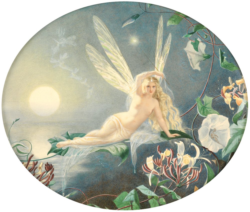 葉の上で休む妖精、c.1860