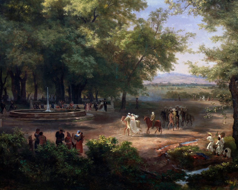 メキシコシティを歩く、細部（油彩・キャンバス 作： ホセ・マリア・ベラスコ