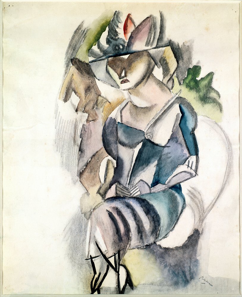 座る女性、1917年 作： ジュール・パスシン