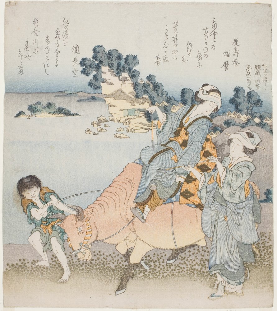 【ちょび】女性と牛の頭部絵画×風のない午後絵画2点セット（写真追加ok） Katsushika_Hokusai_-