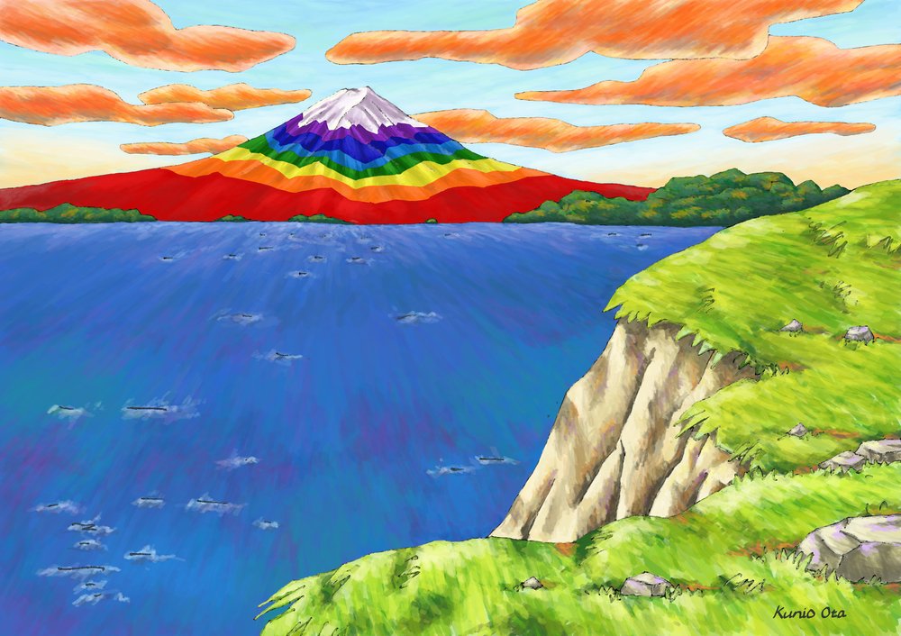 数量限定SALE Kunio_Ota_-_Rainbow- 絵画