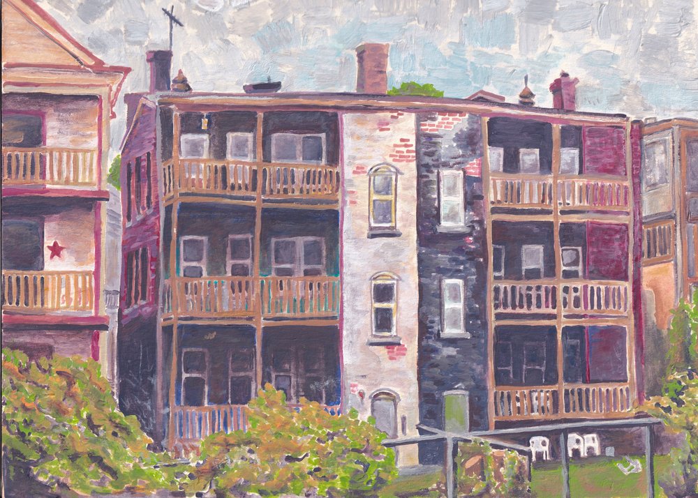 Mission Hill, c.2017 （アクリル、水彩紙） 作： 