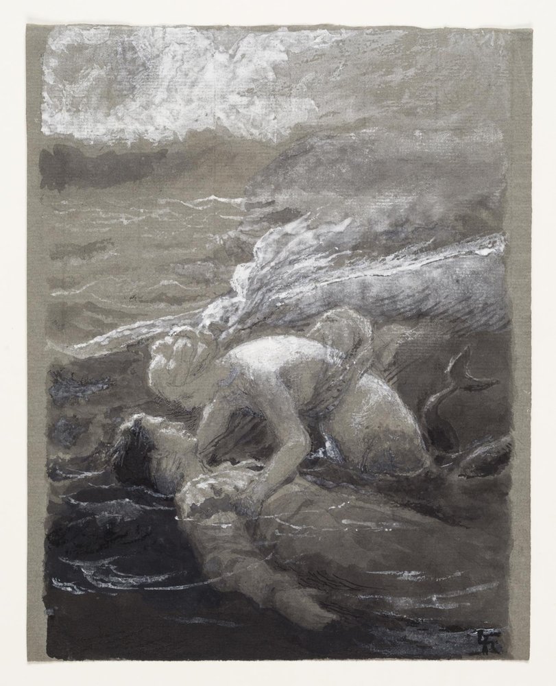 人魚姫が溺れる王子を助ける