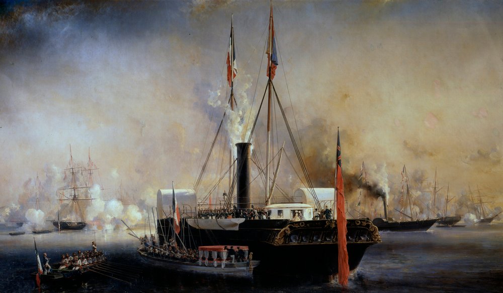 フランス国王ルイ・フィリップ1世と王妃が、9月2日にトレポートに到着したヴィクトリア女王とアルバート王子を出迎える