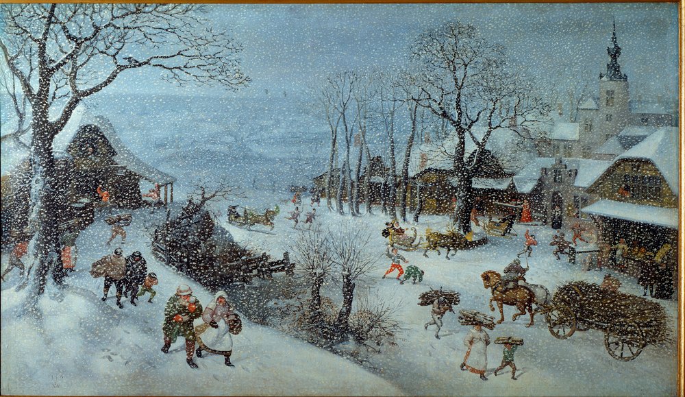 冬。雪の下の村（絵画