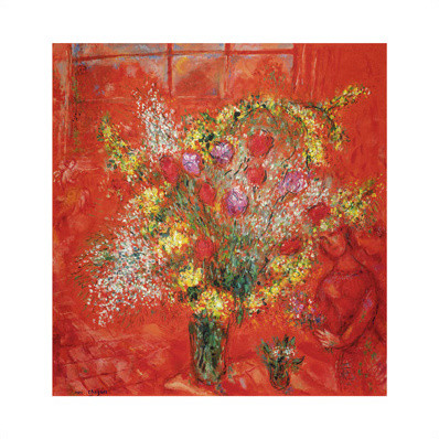 赤い背景の花 作： 