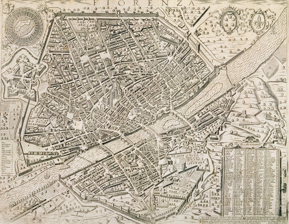 フィレンツェの地図、1595