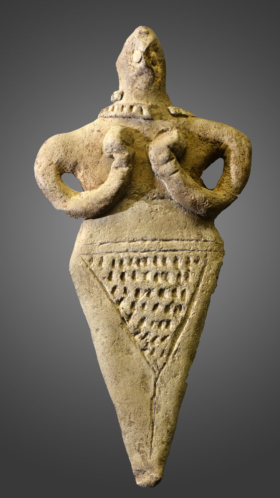 古代メソポタミア　婦人像　紀元前　エジプト　スカラベ　ウシャブティ　出土　根付 裸婦の像、メソポタミア、紀元前2000～1800年頃（粘土