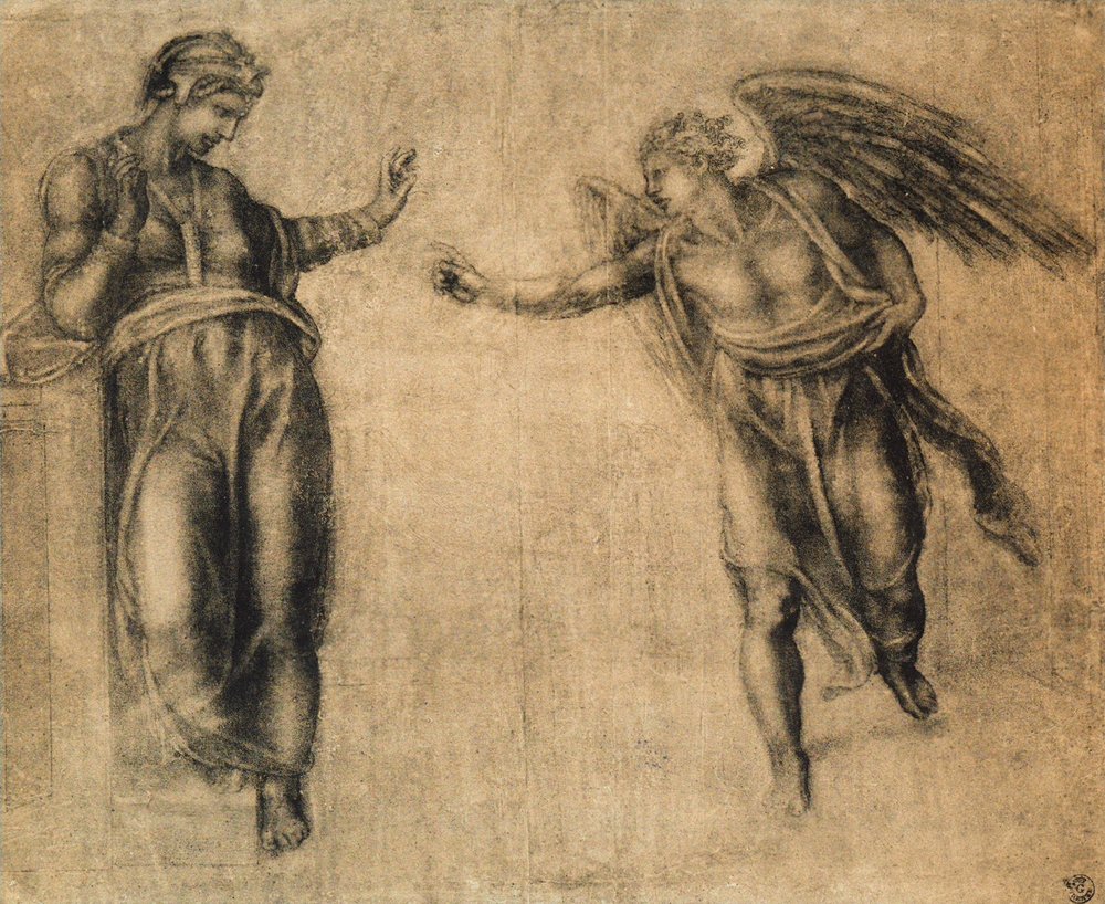 ミシュランジェロが描いた受胎告知。内閣描画と版画、ウフィツィ美術館
