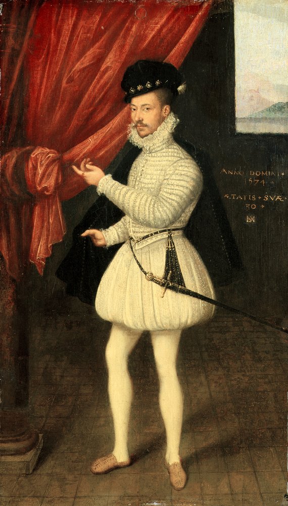 白い服を着た男の肖像、1574年。