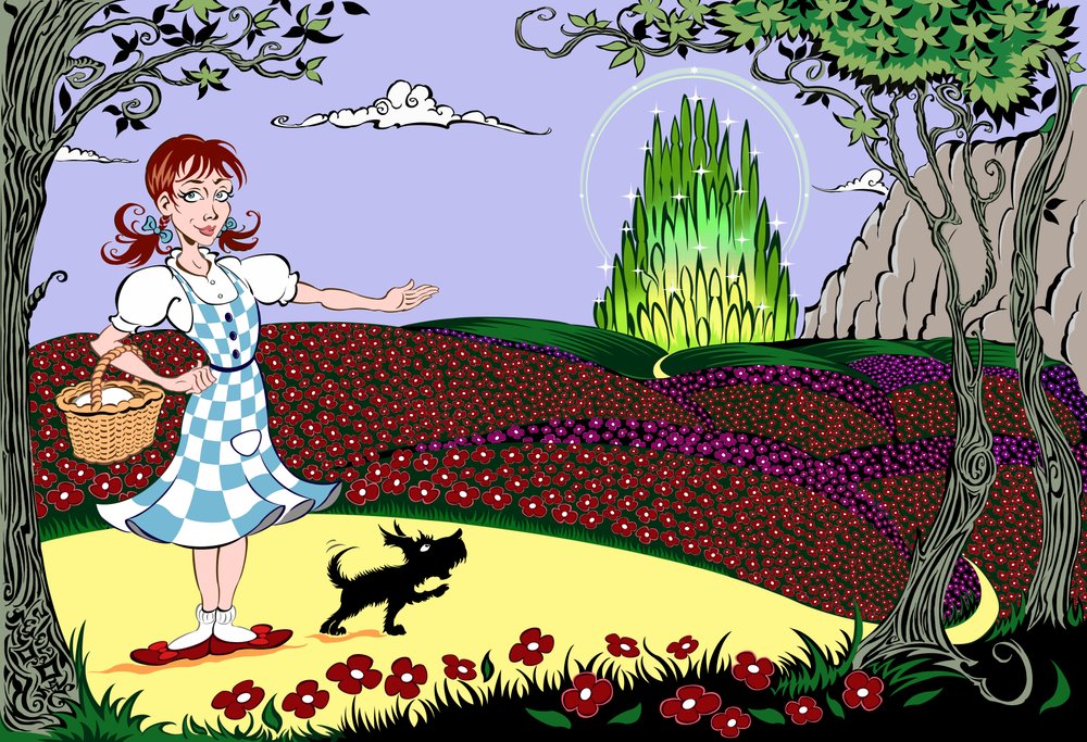 オズの魔法使い」: ドロシーとトトがエメラルドの都に向かう途中の