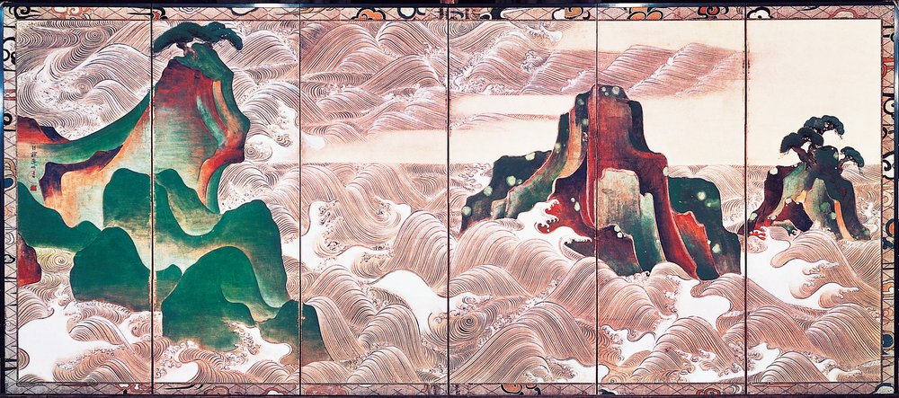 松島波濤図屏風 尾形光琳（1658-1716）六曲一双