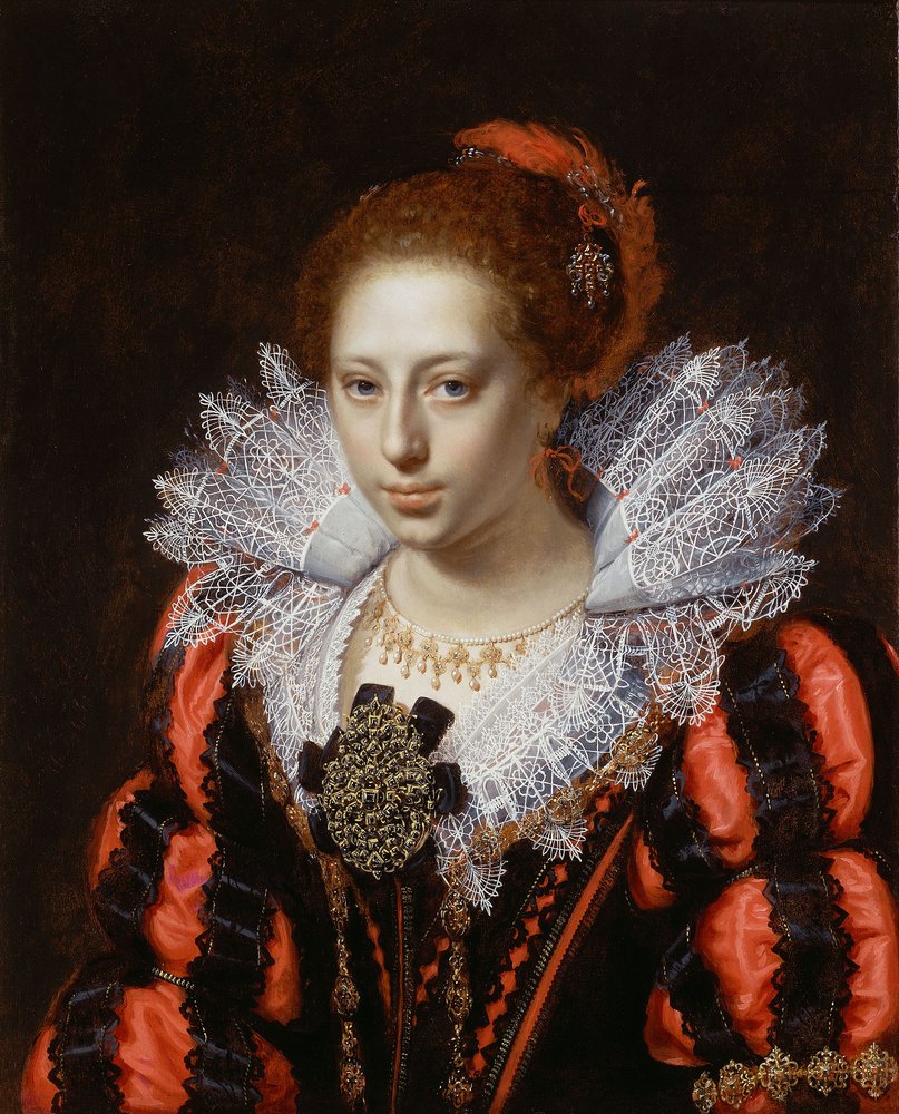 日本画 女性肖像 黒いフレーム Paulus_Moreelse_-