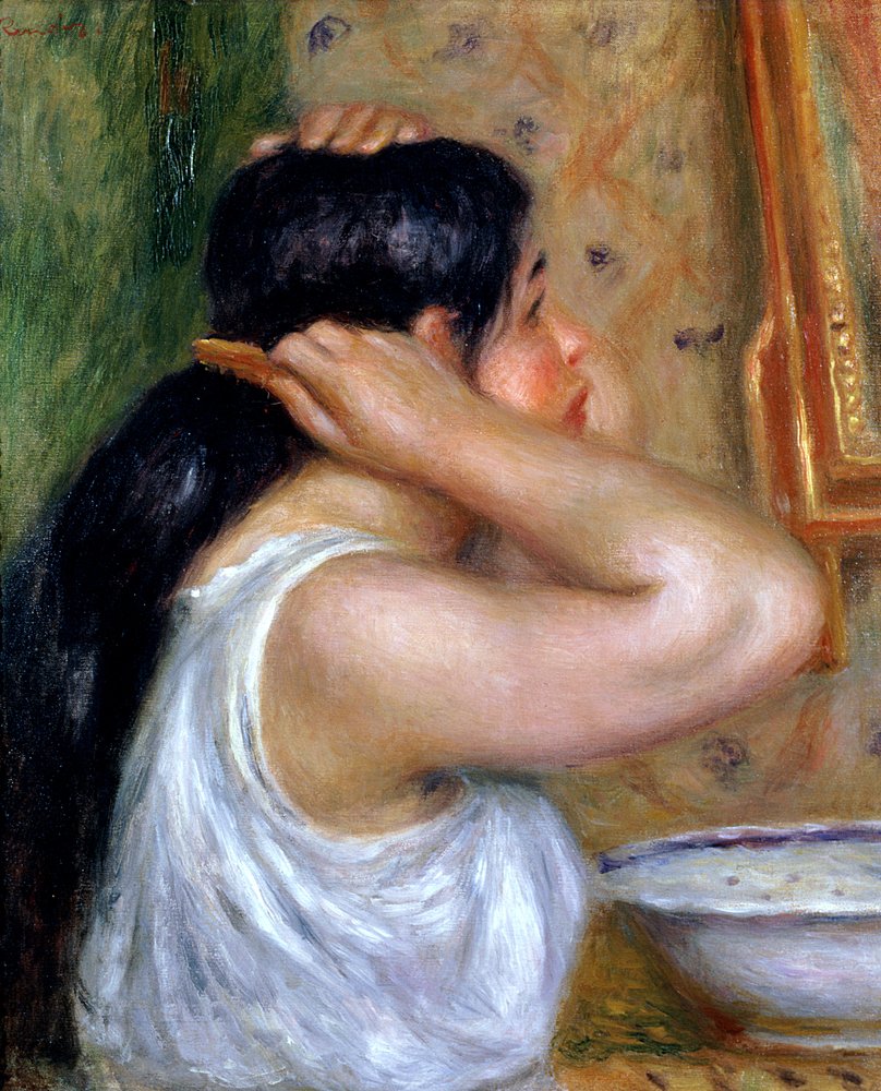 彼女の髪をとかす少女、1907-8