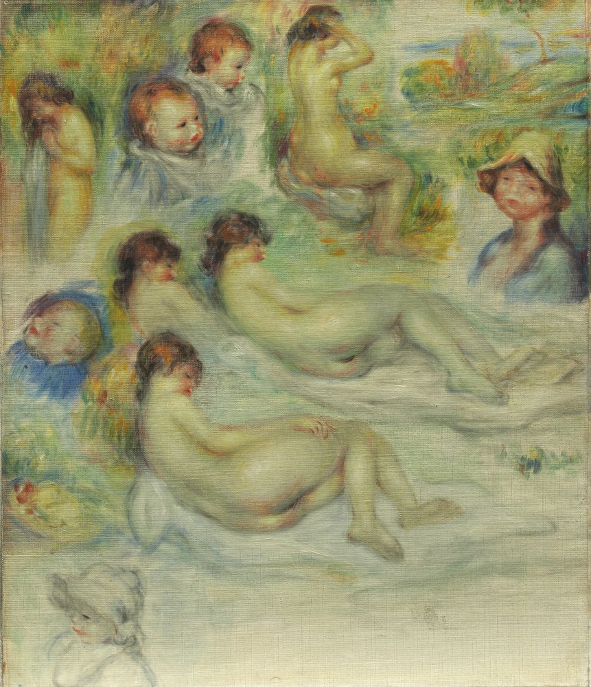 ピエール・ルノワールとその母親、アリーヌ・シャリゴット、ヌード、風景の研究、1885-86 作： ピエールオーギュストルノワール