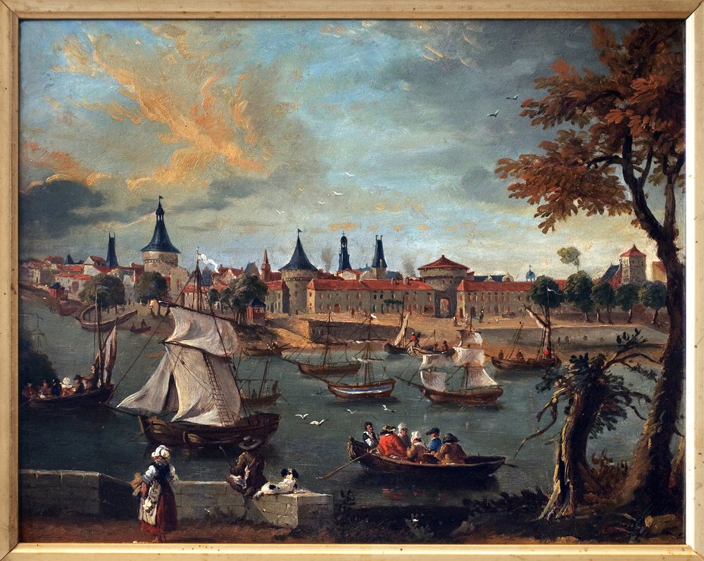 18世紀のリブルヌ港。 ピエール・フルニエ (1740-1793) の作品、紙に油彩、厚紙 作： ピエール・フルニエ